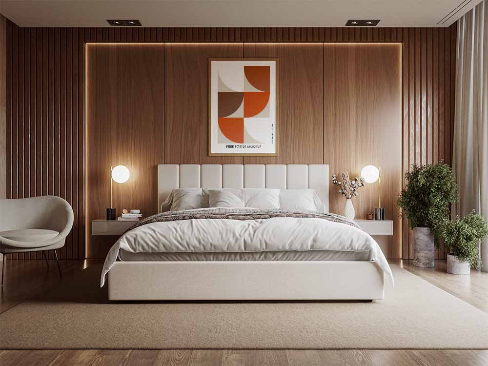 poster in bedroom mockup