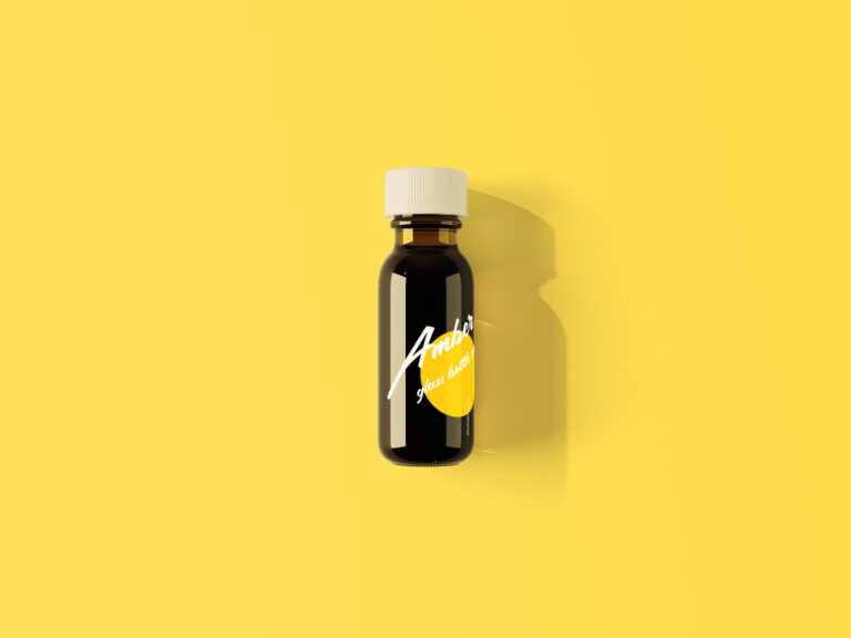 small amber glass bottle mockup