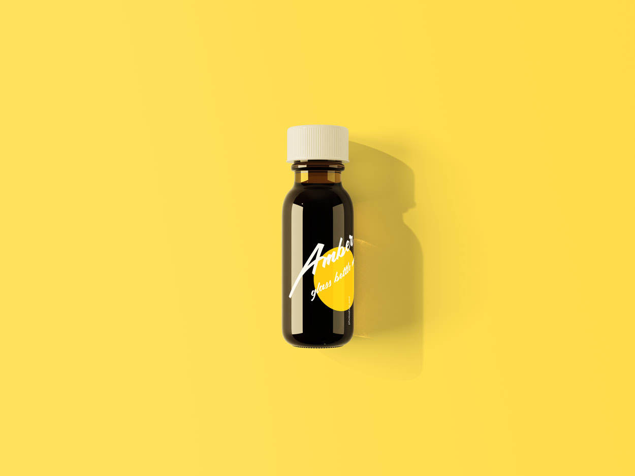 small amber glass bottle mockup