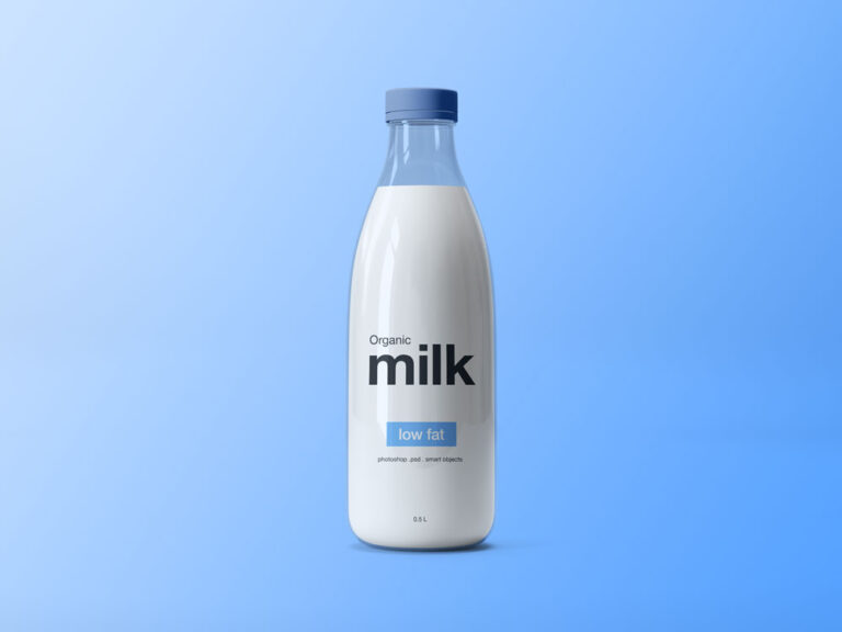 Glass Milk Bottle Mockup