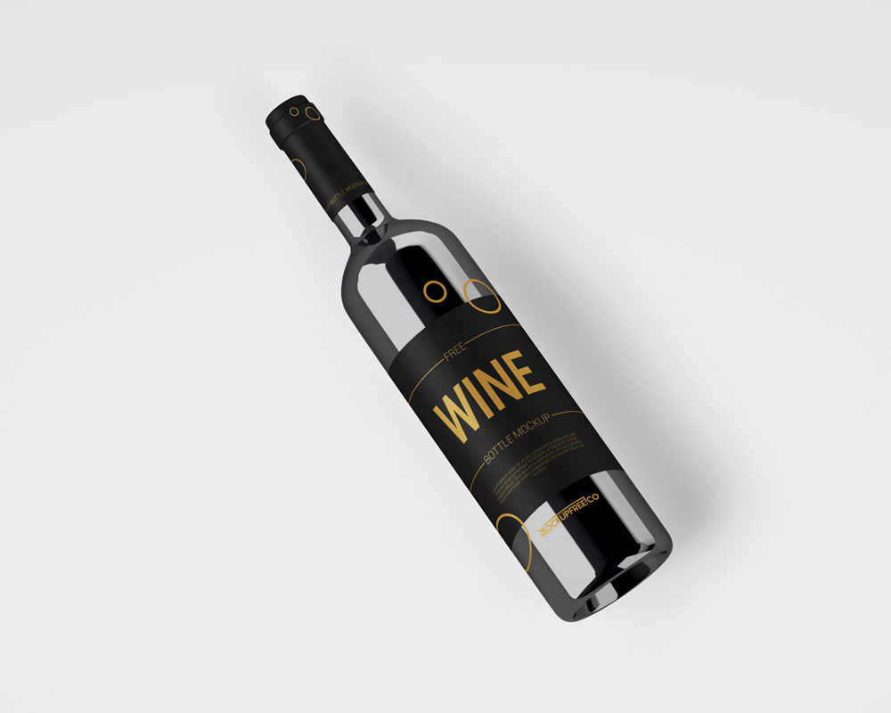 free wine bottle mockup