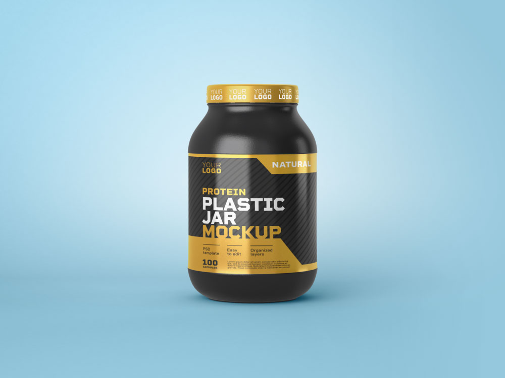 food supplement plastic jar mockup