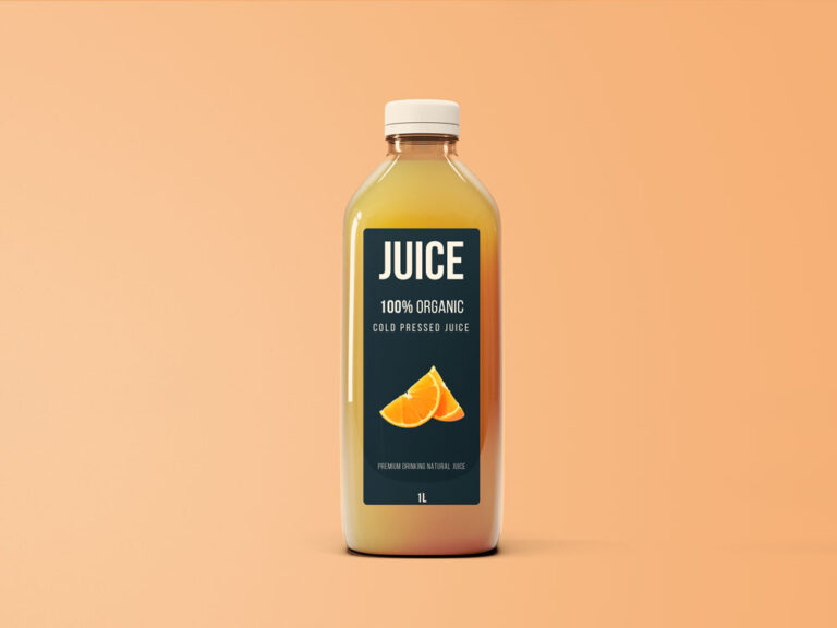 glass juice bottle mockup