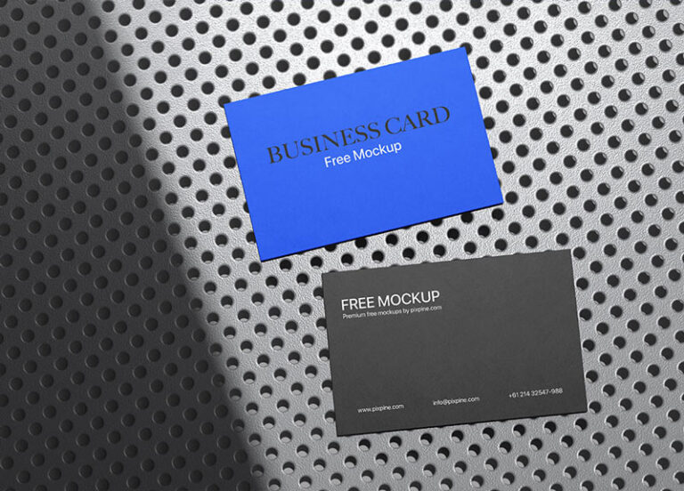 business card on metal sheet mockup