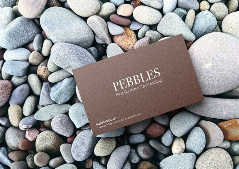 business card on stones mockup