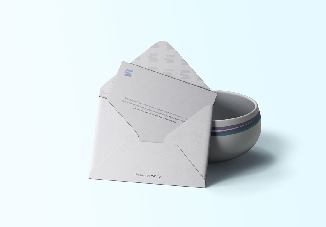 envelop with bowl mockup