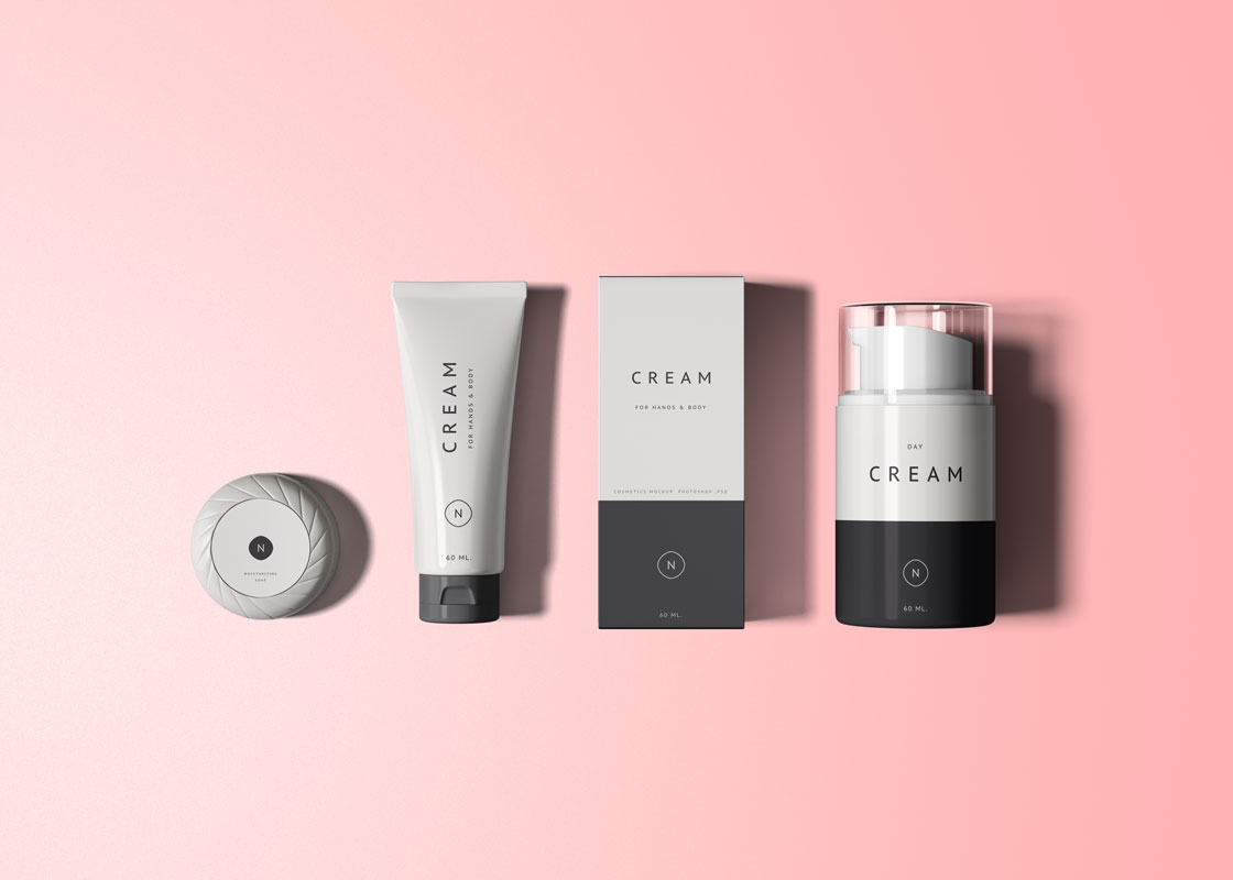 cosmetic packaging set mockup