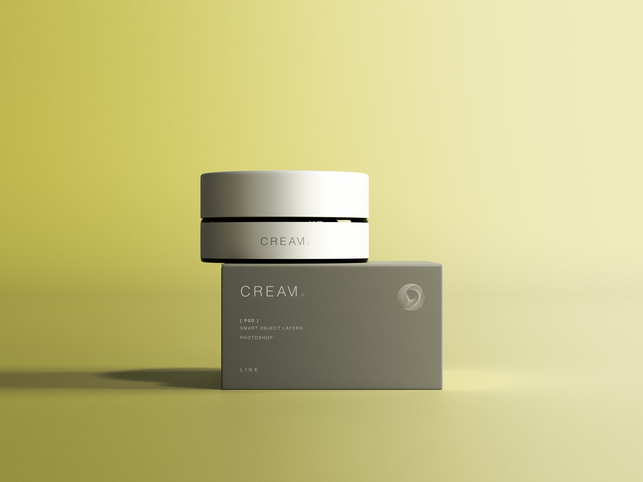 cream jar with box mockup