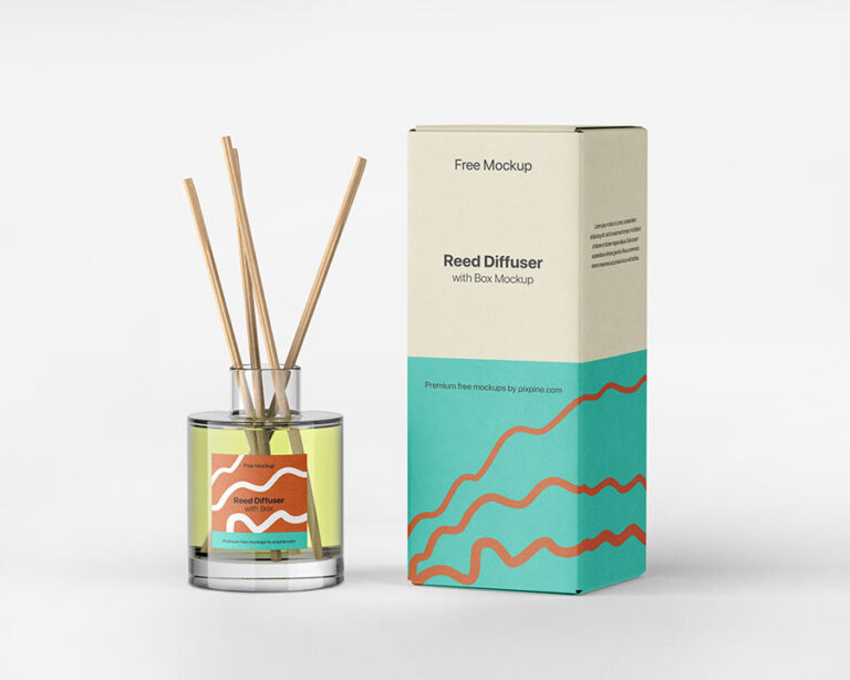 reed diffuser with box mockup