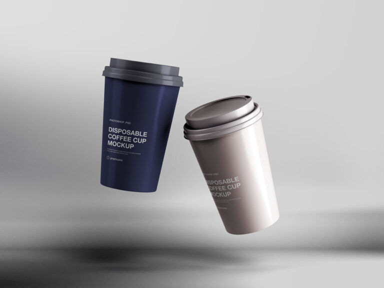 two disposable coffee cups mockup