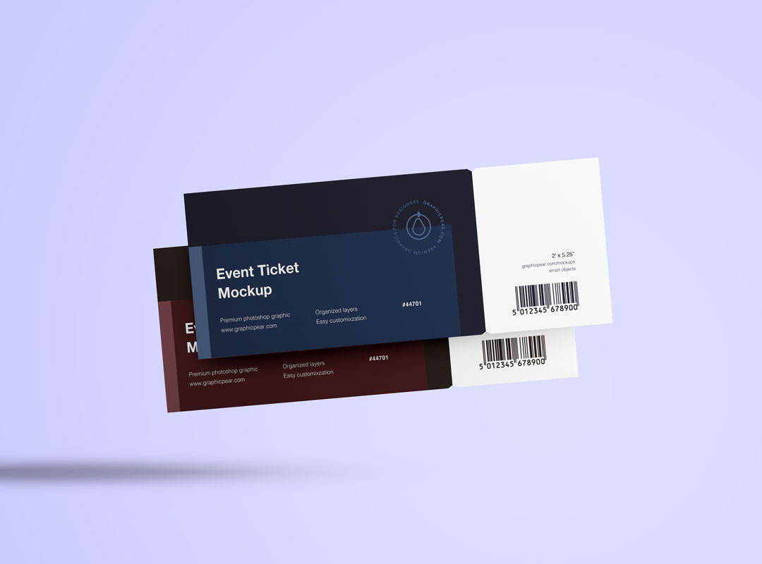 two floating tickets mockup