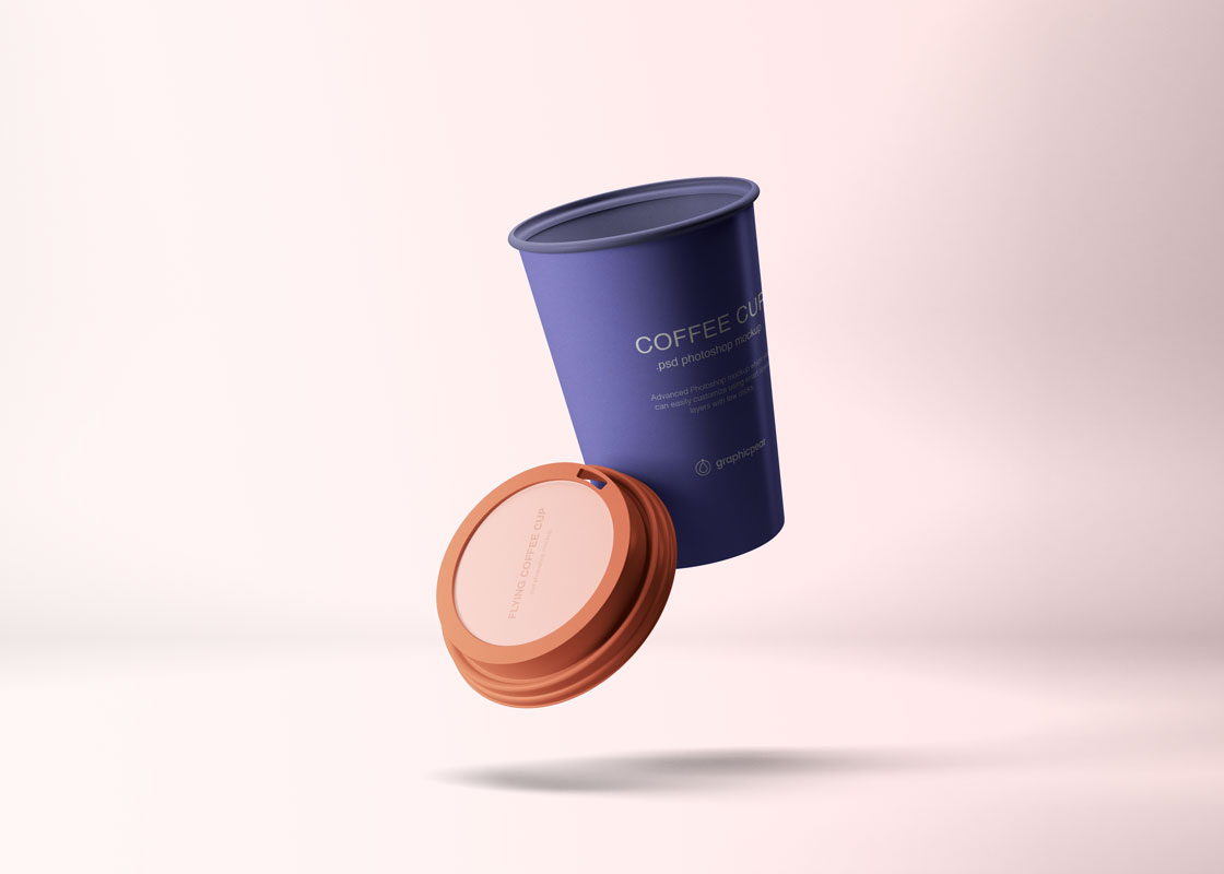 floating coffee cup mockup