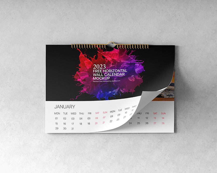 free wall calendar mockup