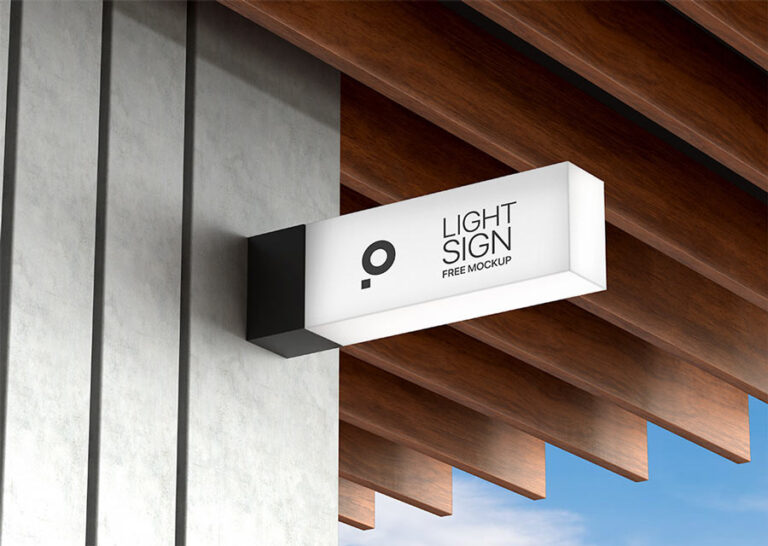 Free light sign board mockup