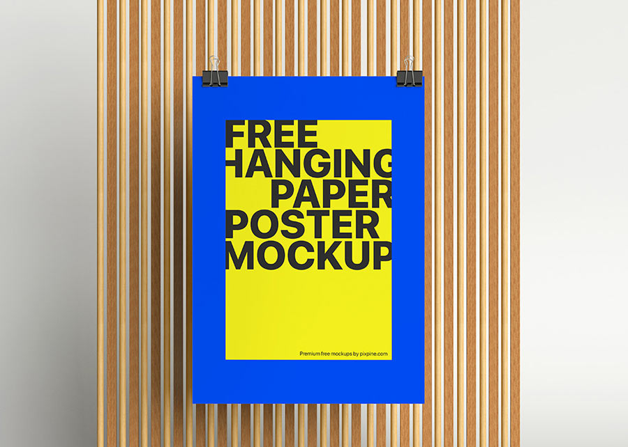 hanging vertical poster mockup