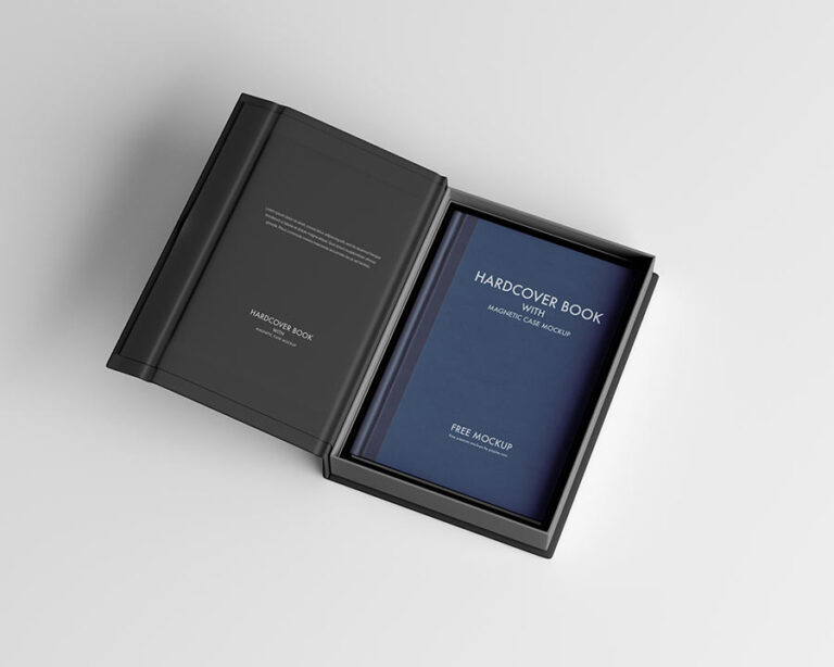 hardcover book with case mockup