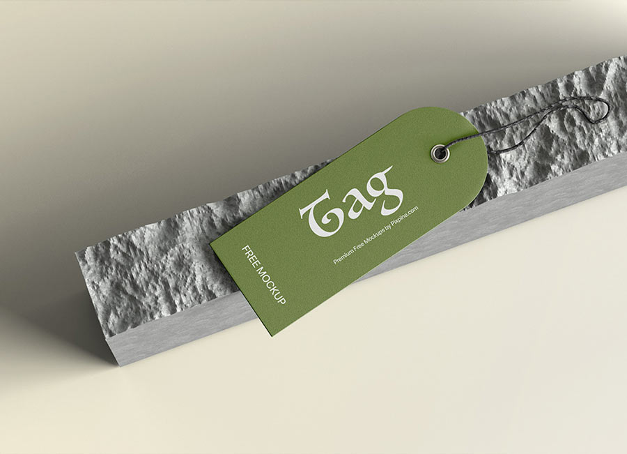 brand label tag on stone mockup