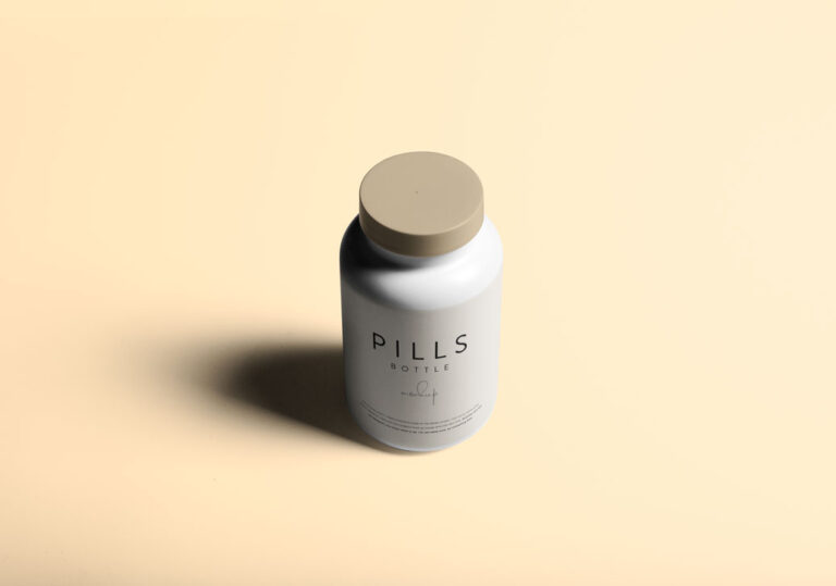 top view pills bottle mockup