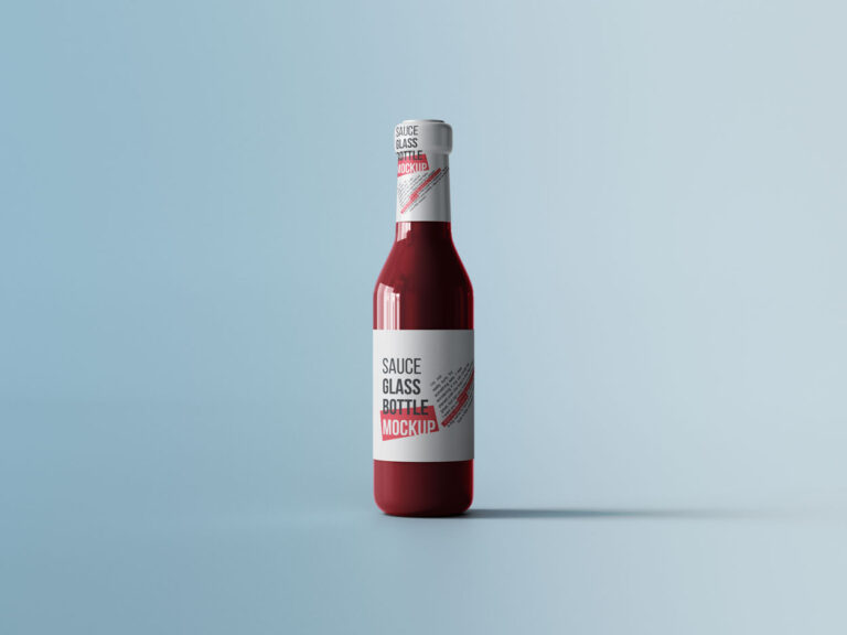 glass sauce bottle mockup