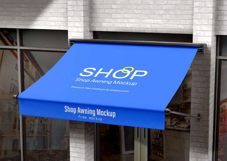 blue shop awning mockup