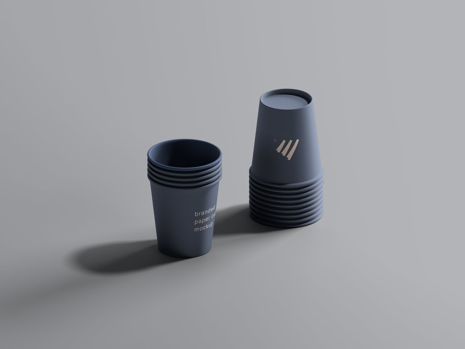 free stacked paper cups mockup