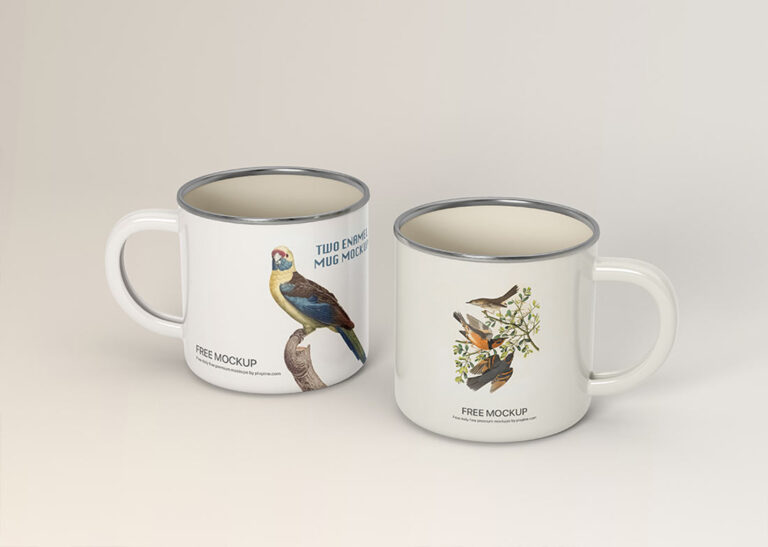 two printed enamel mug mockup