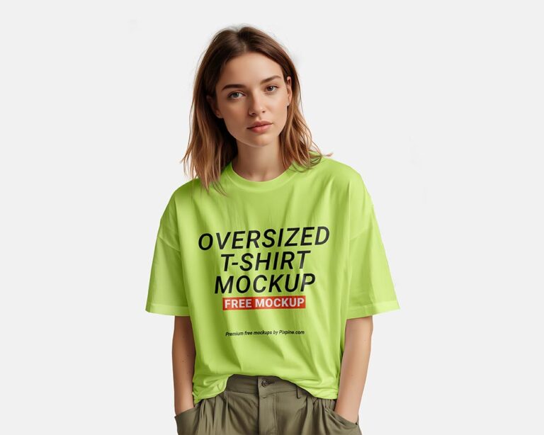 woman oversized t-shrit mockup