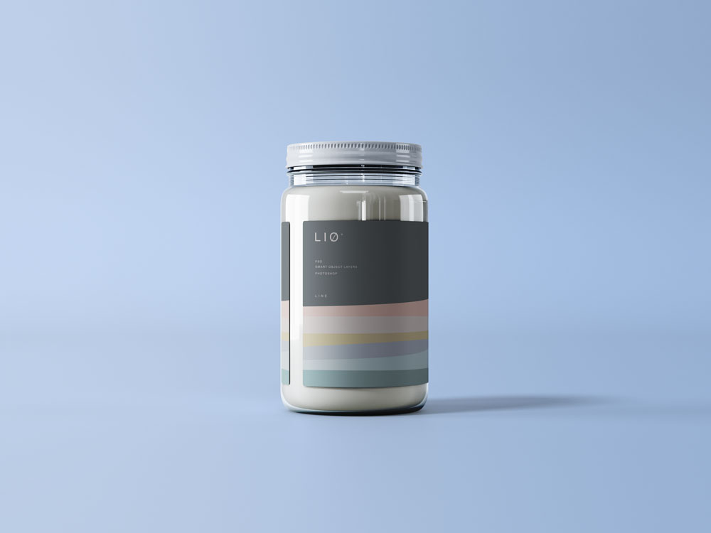 free glass jar with label mockup