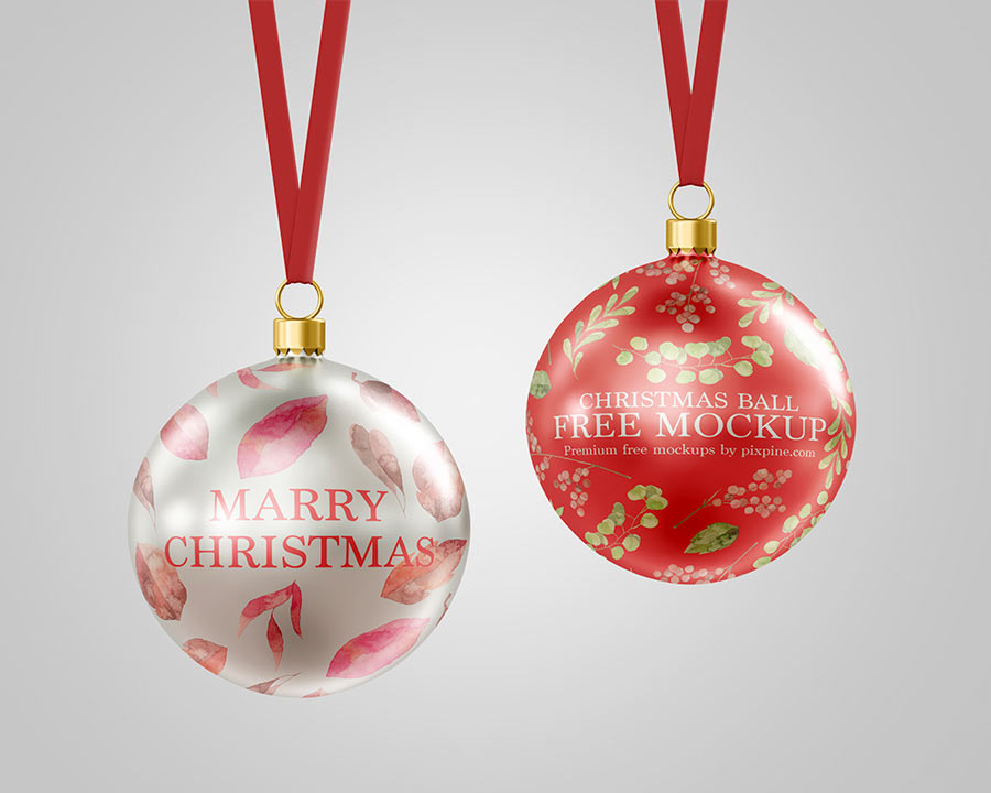 two christmas ball mockup