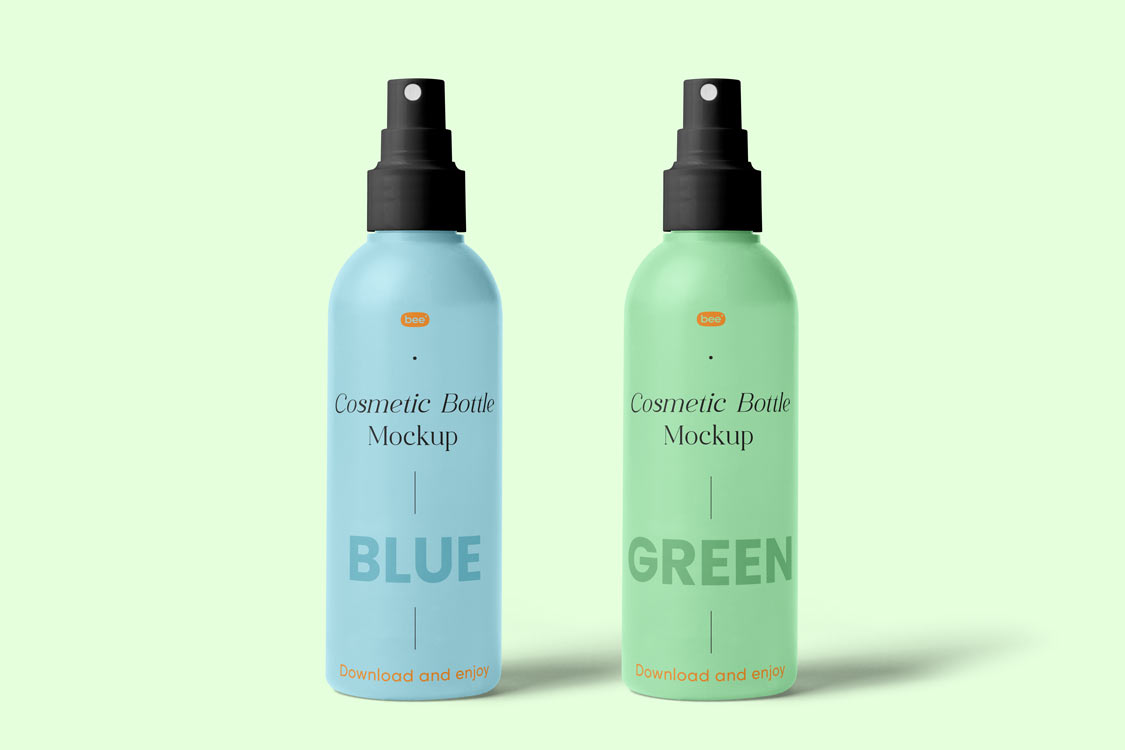 two cosmetic spray bottle mockup