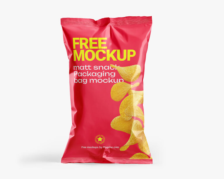 matte finish snack bag mockup