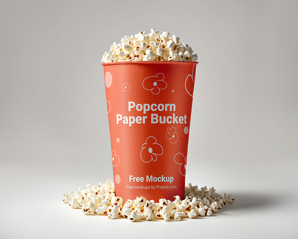 paper popcorn bucket mockup