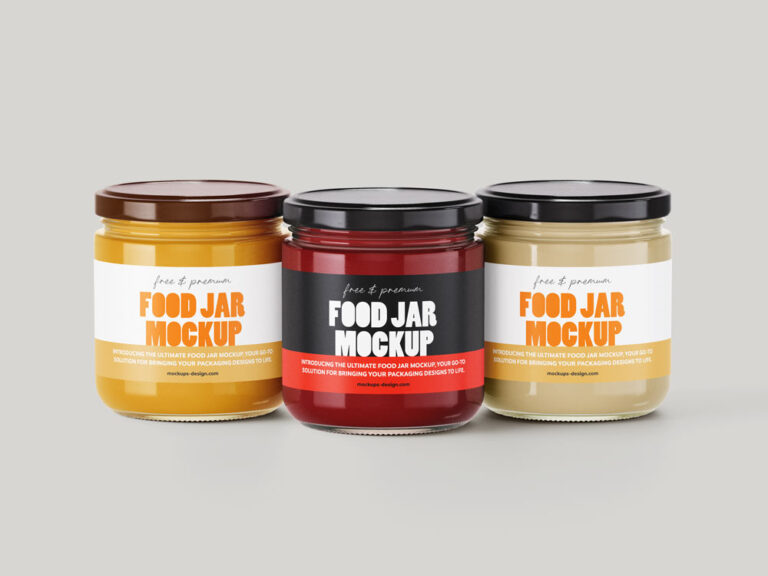 three glass food jar mockup