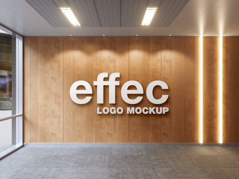 office logo on wooden wall mockup