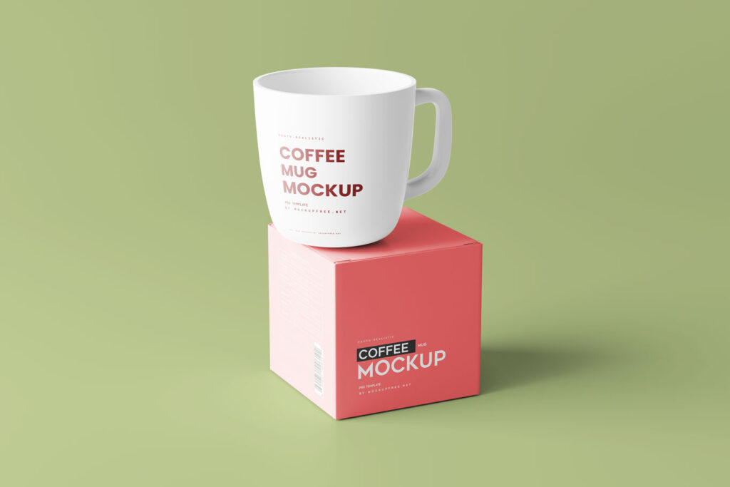 coffee cup with box mockup 3