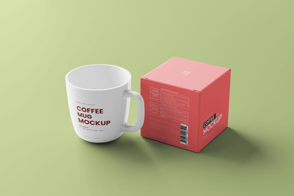 coffee cup with box mockup 5