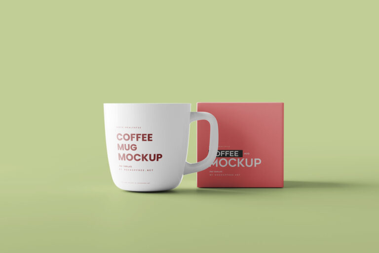 coffee cup with box mockup