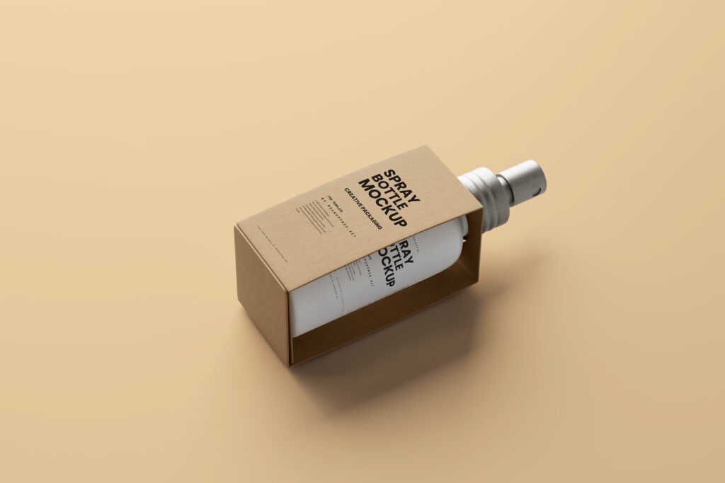 cosmetic spray bottle paper packaging mockup 3