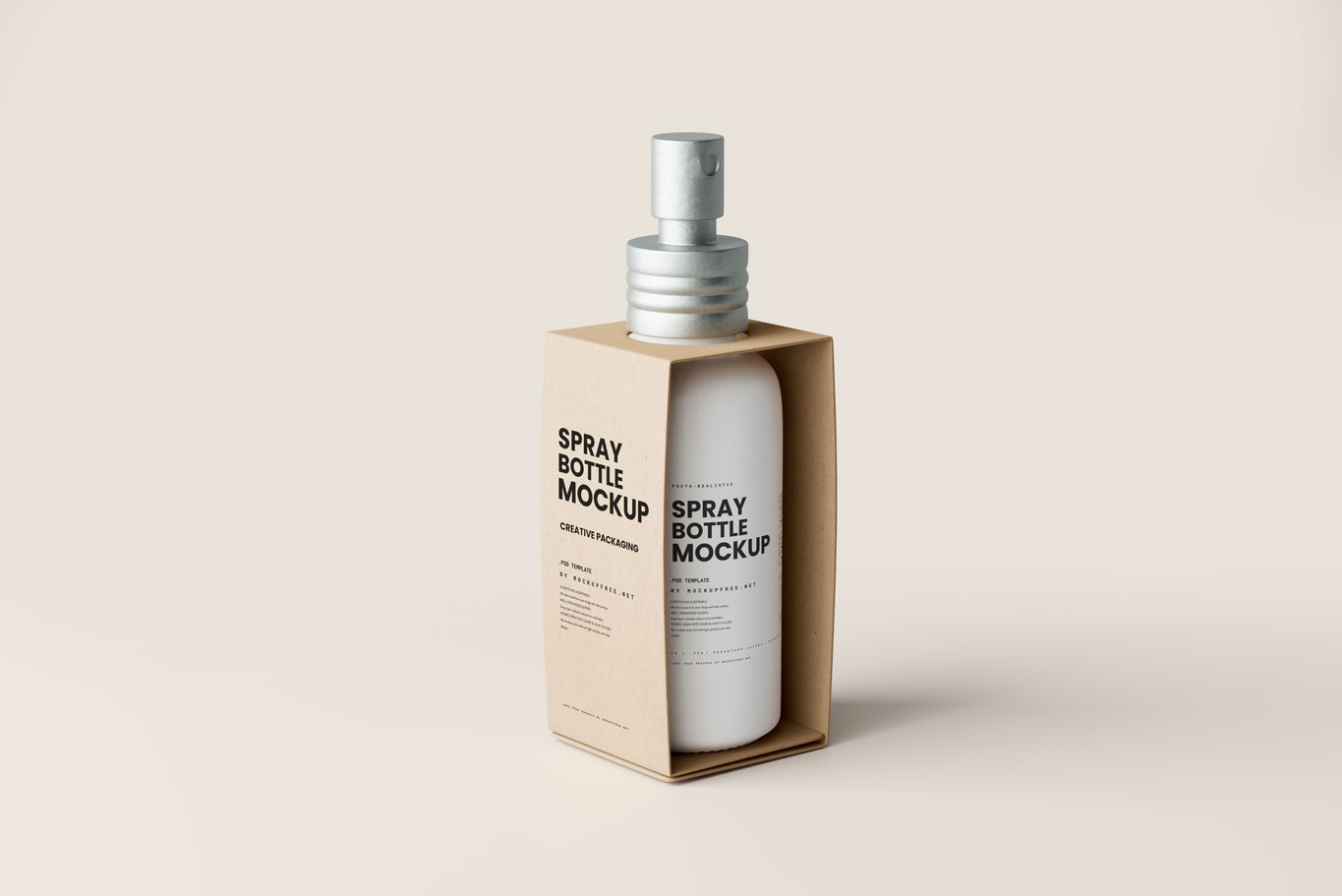 cosmetic spray bottle paper packaging mockup