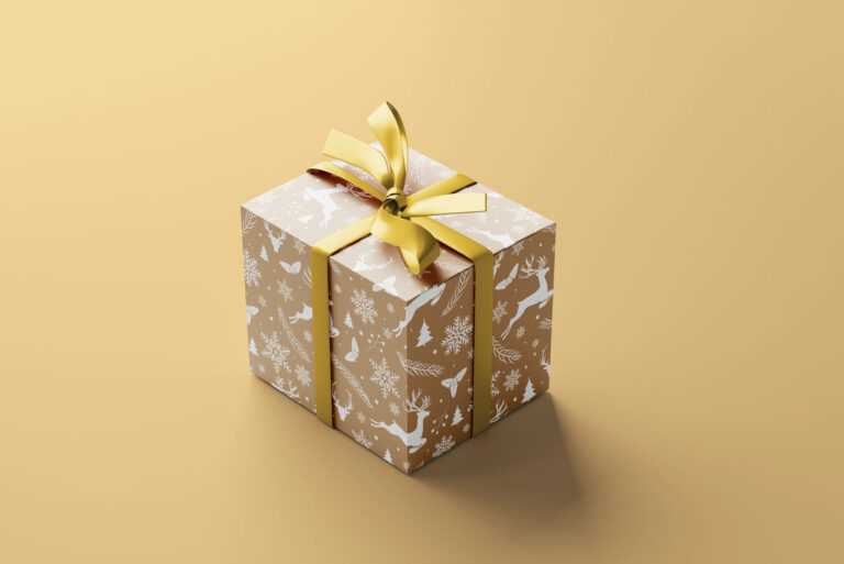 five gift boxes mockup