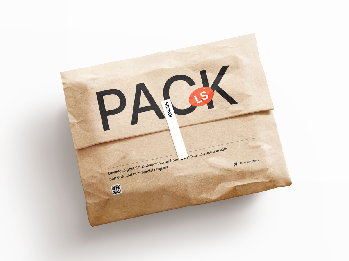 kraft paper postal bag mockup