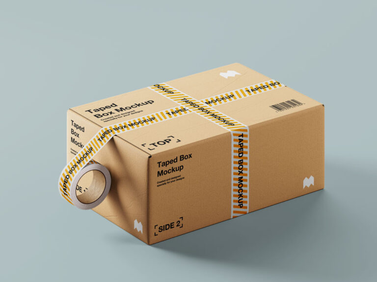 packaging box with tape mockup