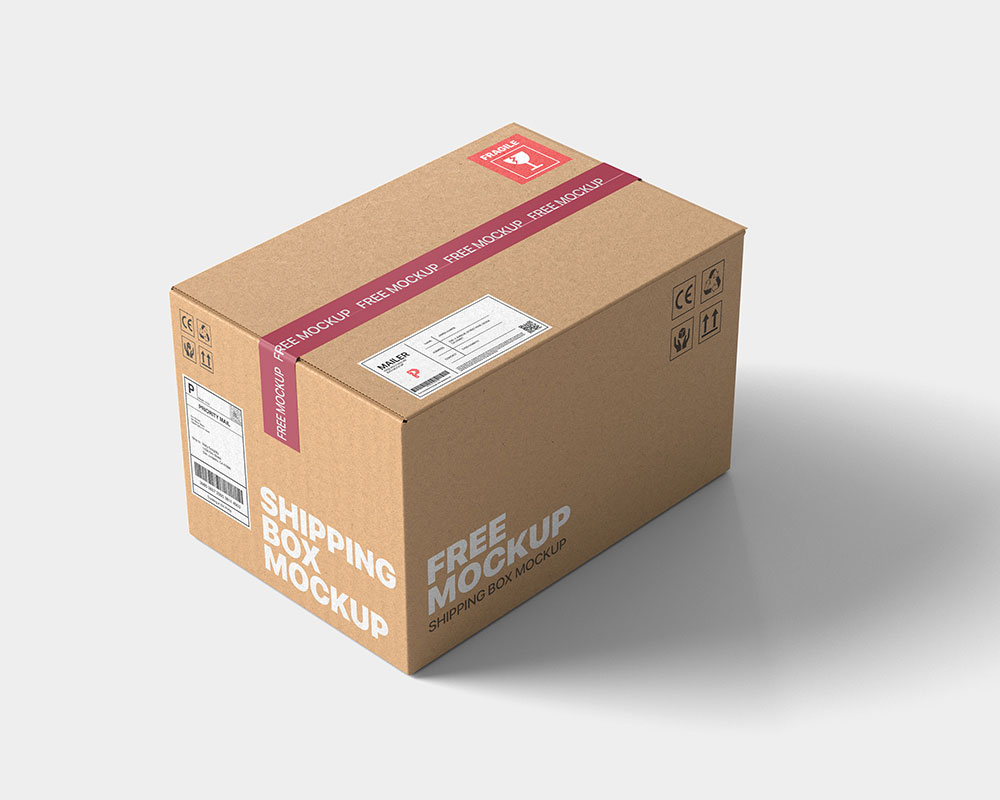 sealed shipping box mockup