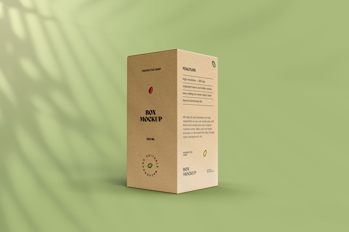 standing kraft paper box mockup