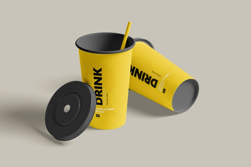 two paper drink cup mockup